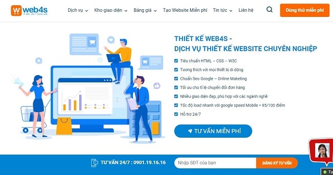 Dịch vụ thiết kế web chuẩn SEO tại Web4s
